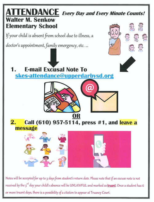  Call the office is your child is absent